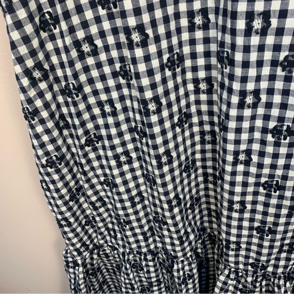 Madewell Gingham Midi Ruffle Tent Dress Embroidered Flower - Picture 9 of 11